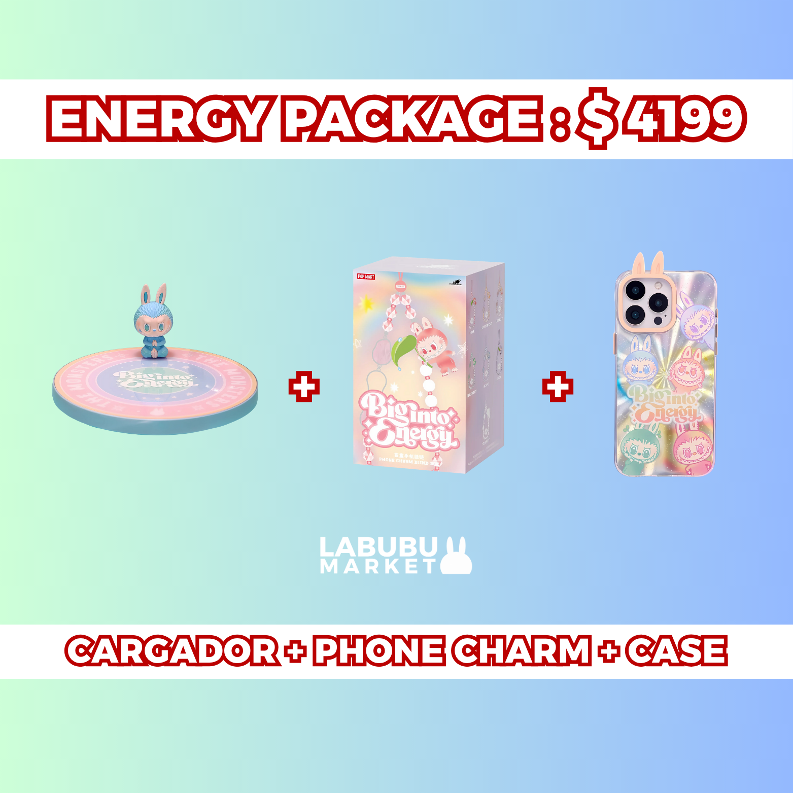 ENERGY PACKAGE': CARGADOR + CHARM + PHONE CASE