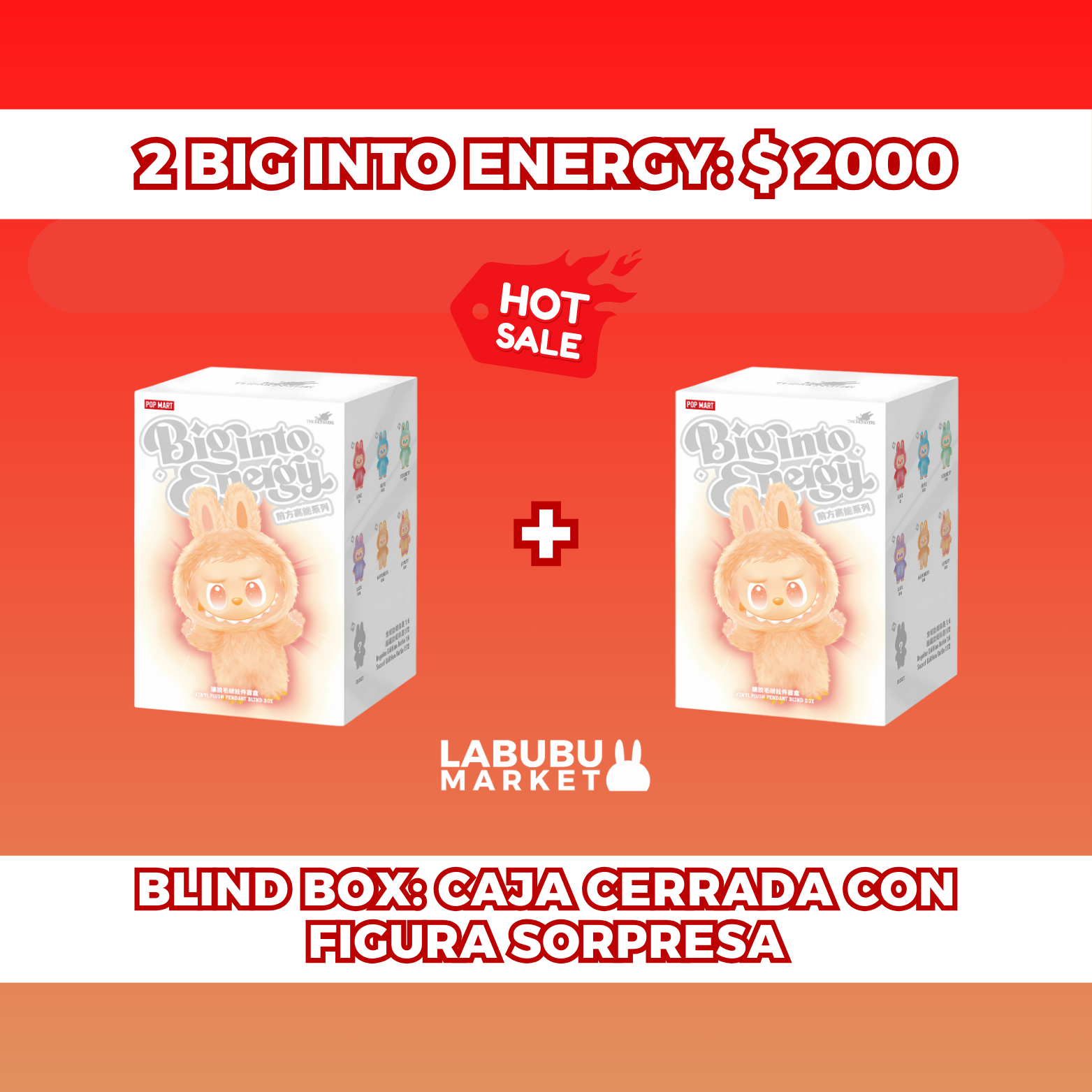 HOT SALE 'DOUBLE ENERGY PACK': 2 LABUBU BIG INTO ENERGY POR $2000